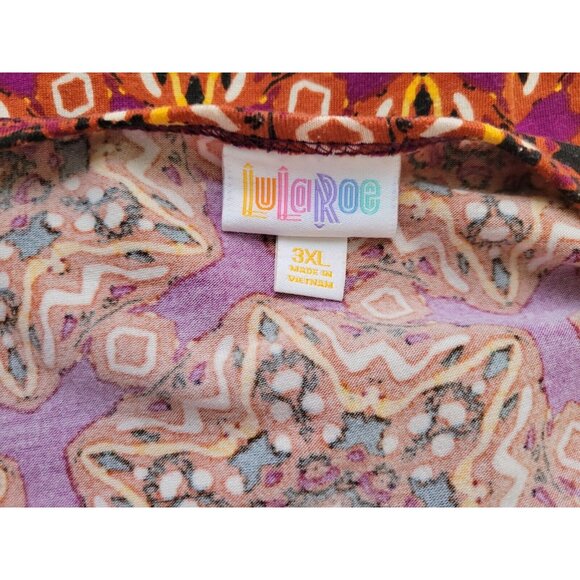 Lularoe Womens Top 3XL Plus Short Sleeve Purple Geometric Asymmetric GEO136XE - Picture 8 of 9